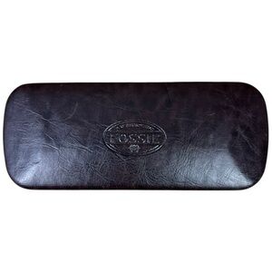 Fossil Dark Brown Hard Eyeglass Sunglass Case Clamshell Travel Protective